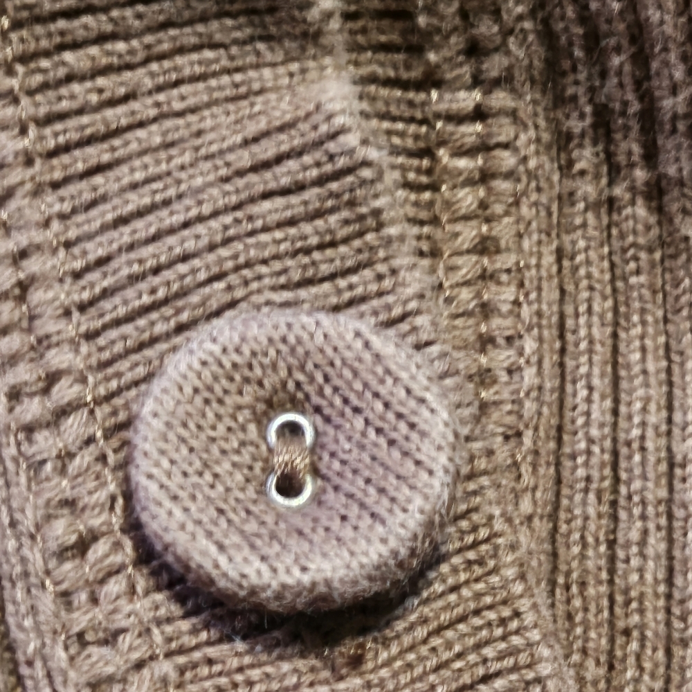 Relativity Ribbed Split neck Cardigan Brown Size L - Picture 8 of 12